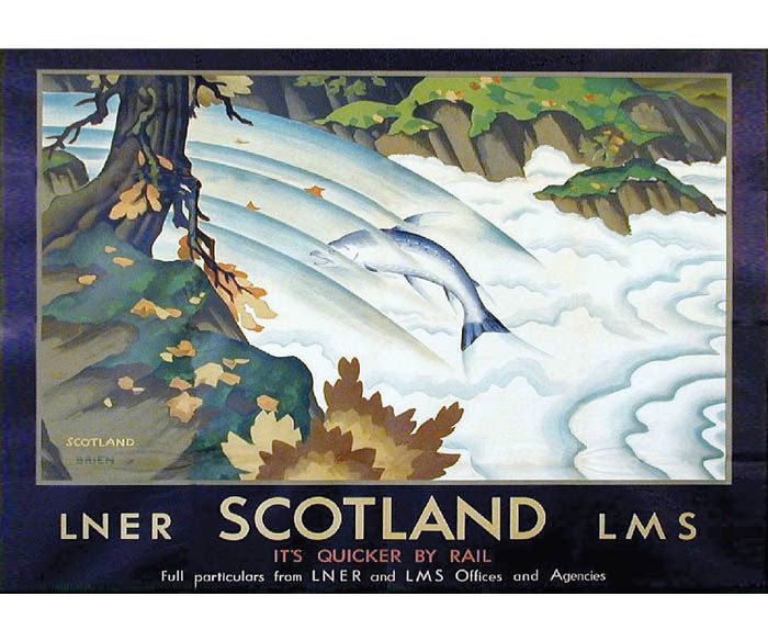 Leaping Salmon - Scotland Railway (c1930) Poster