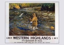 Salmon Fishing in the Western Highlands (1935) Railway Poster