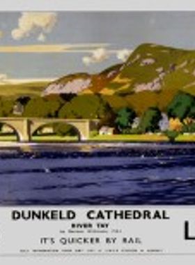 Dunkeld Cathedral, River Tay (1935) Railway Poster