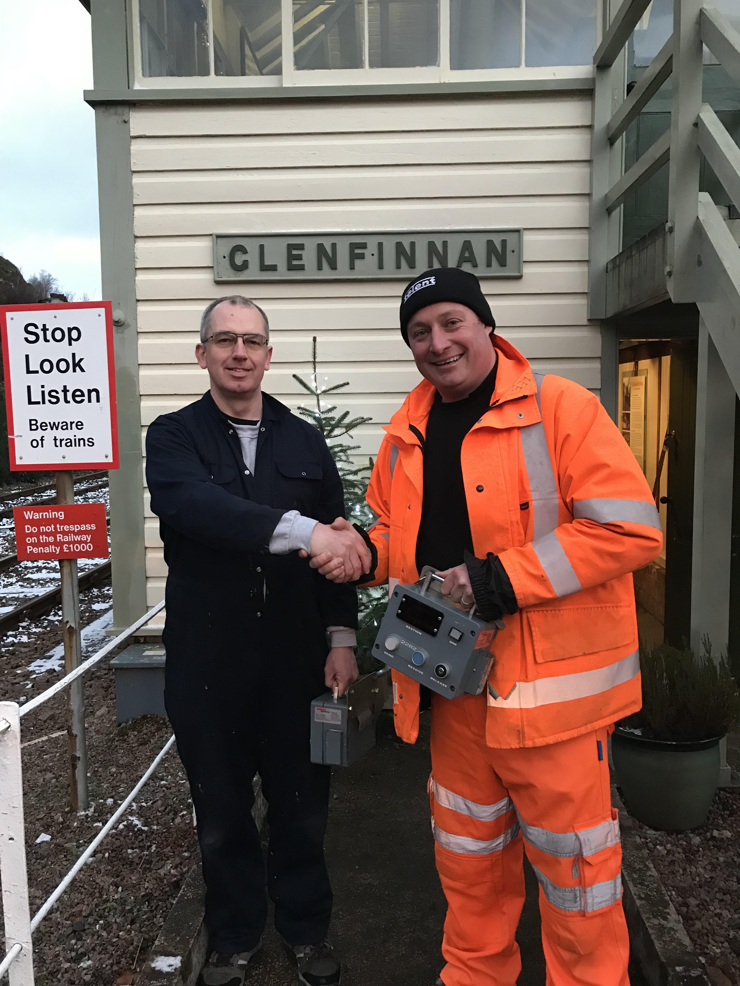 Handover of cab display units to Glenfinnan Station Museum